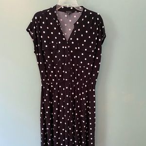XL Petite Navy Polka Dot Dress
